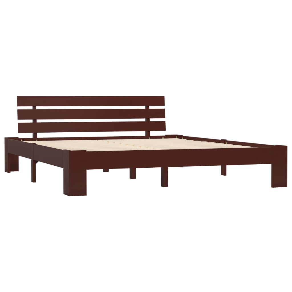 Bed Frame without Mattress Dark Brown 140x200cm Solid Wood Pine
