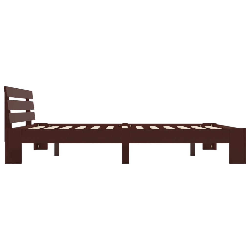 Bed Frame without Mattress Dark Brown 140x200cm Solid Wood Pine
