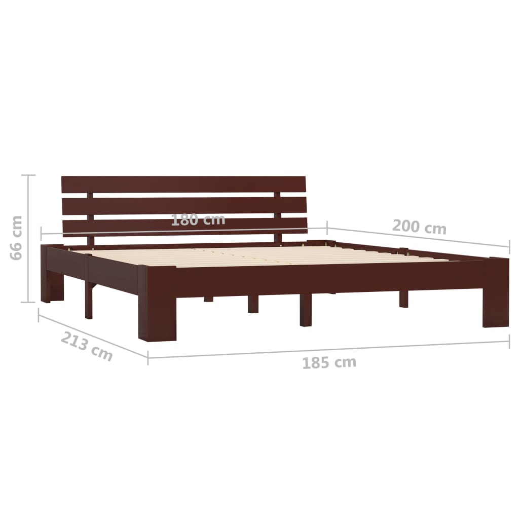 Bed Frame without Mattress Dark Brown 140x200cm Solid Wood Pine