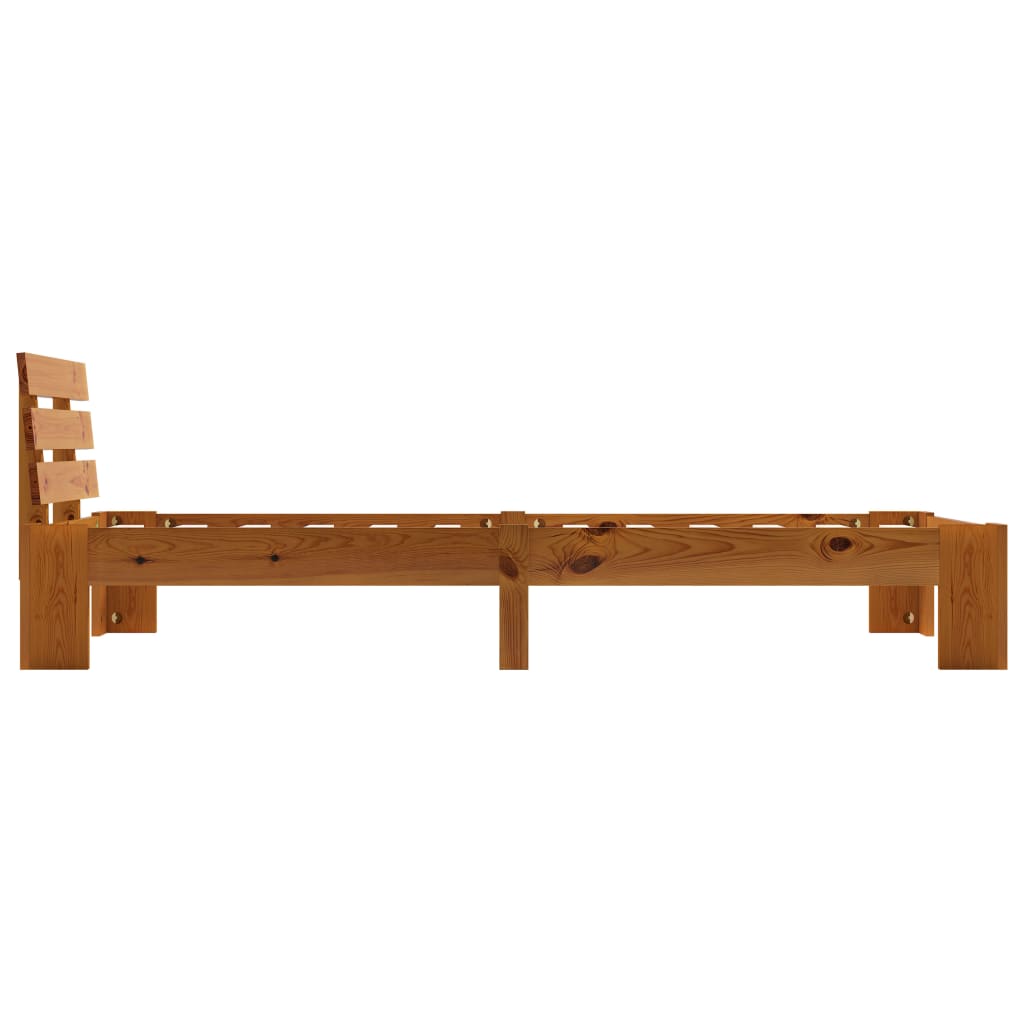 Bed Frame without Mattress Honey Brown Solid Pine Wood 90x200 cm