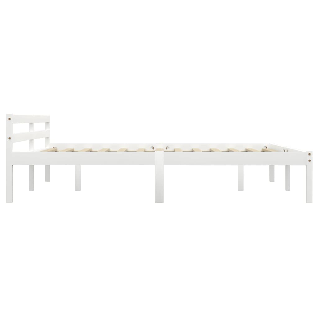 Bed Frame without Mattress White Solid Pine Wood 160x200 cm