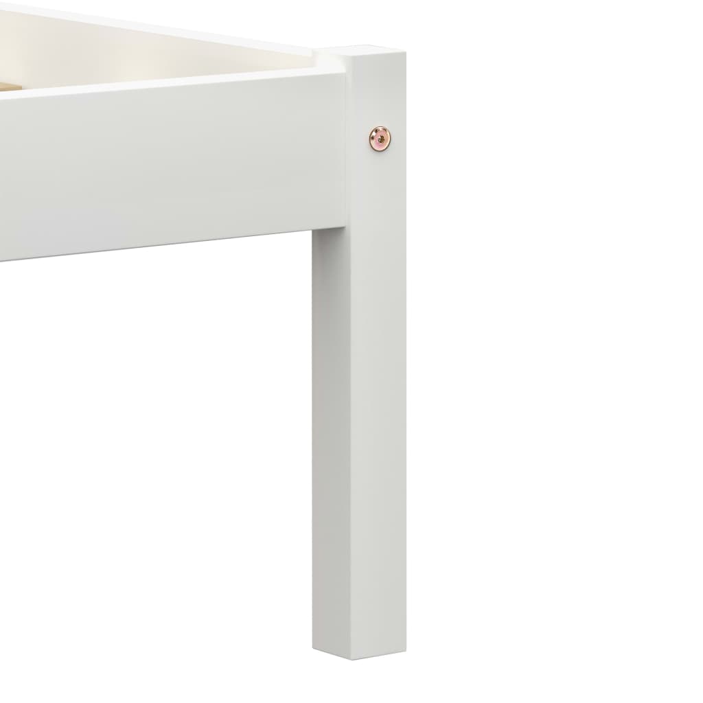 Bed Frame without Mattress White Solid Pine Wood 160x200 cm