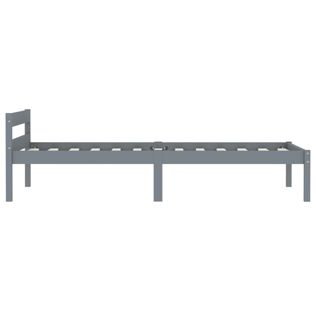 Bed Frame without Mattress Grey Solid Pine Wood 100x200 cm
