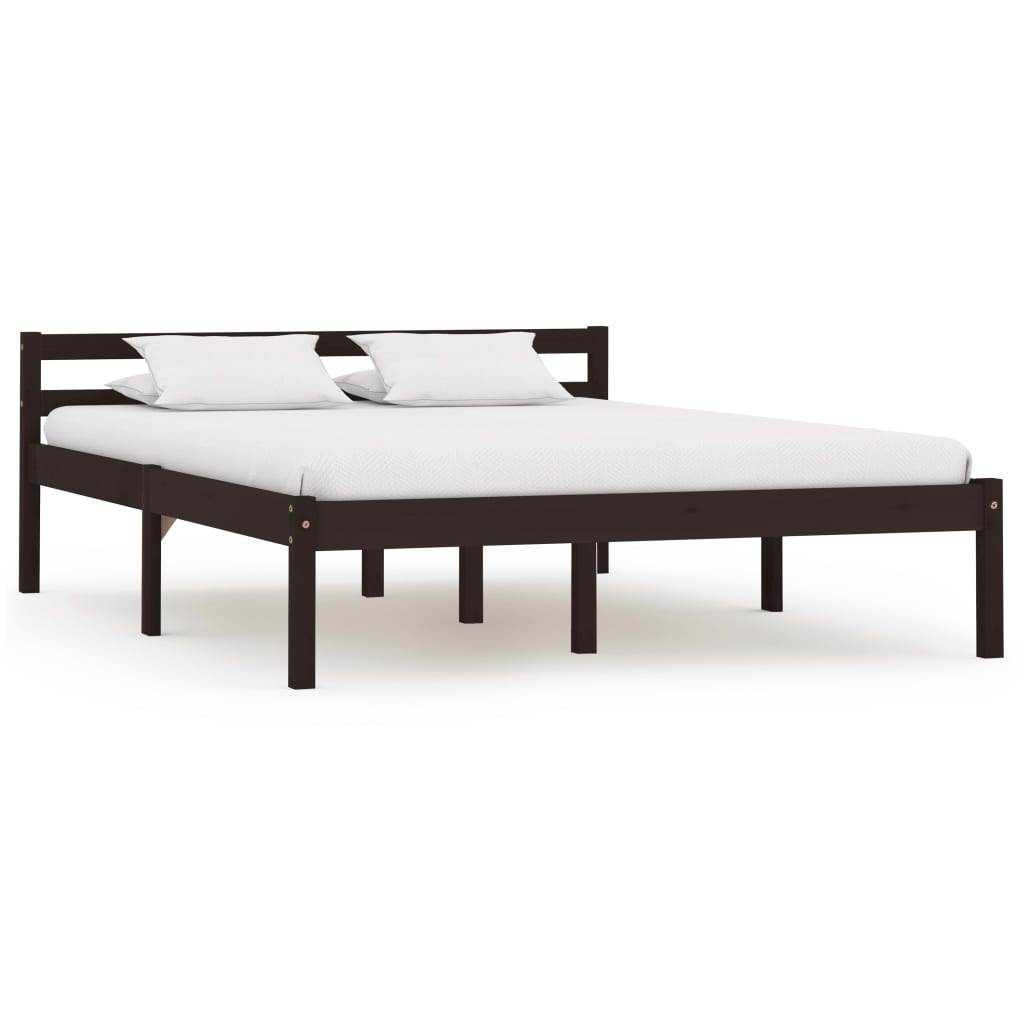 Bed Frame without Mattress Dark Brown Solid Pine Wood 120x200 cm