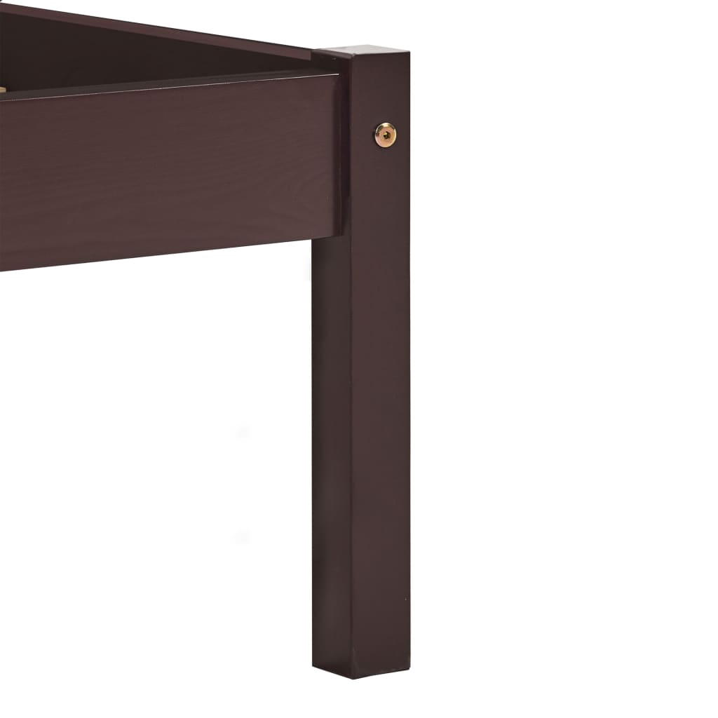 Bed Frame without Mattress Dark Brown Solid Pine Wood 140x200 cm
