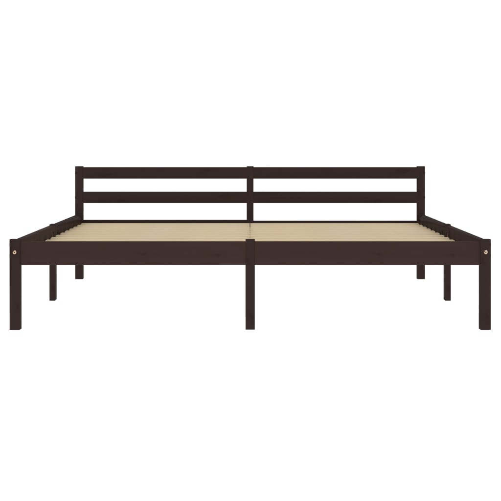 Bed Frame without Mattress Dark Brown Solid Pine Wood 160x200 cm