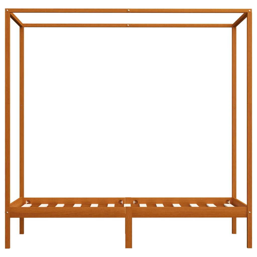 Canopy Bed Frame without Mattress Honey Brown Solid Wood 100x200cm