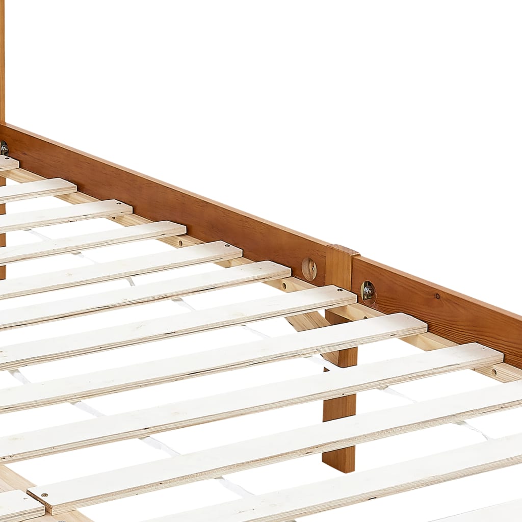 Canopy Bed Frame without Mattress Honey Brown Solid Wood 100x200cm