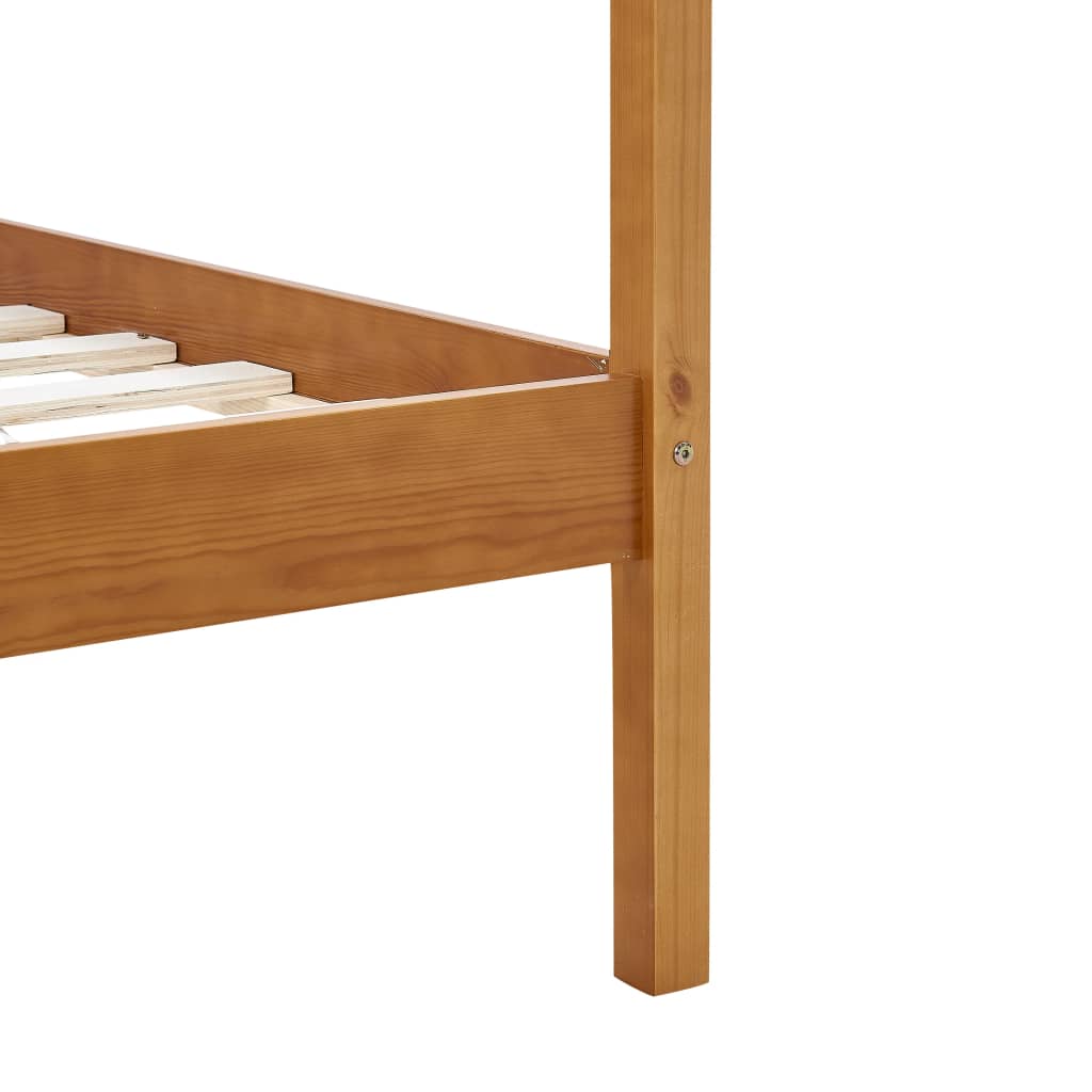 Canopy Bed Frame without Mattress Honey Brown Solid Wood 100x200cm