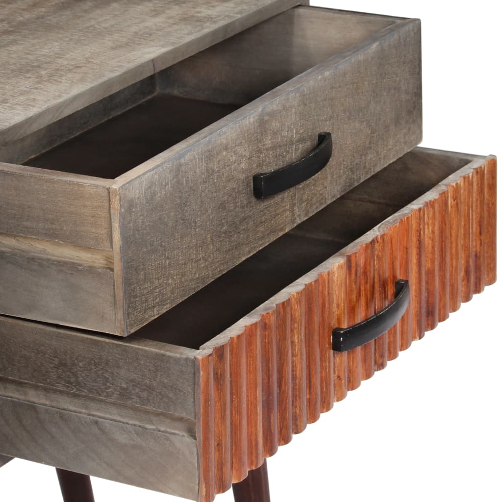 Console Table Grey 120x35x75 cm Solid Rough Mango Wood