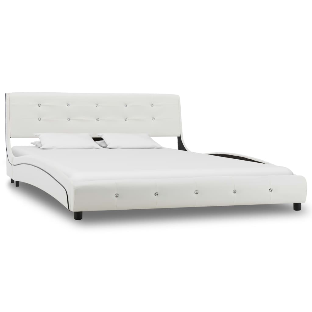 Bed Frame without Mattress White Faux Leather 135x190 cm Double