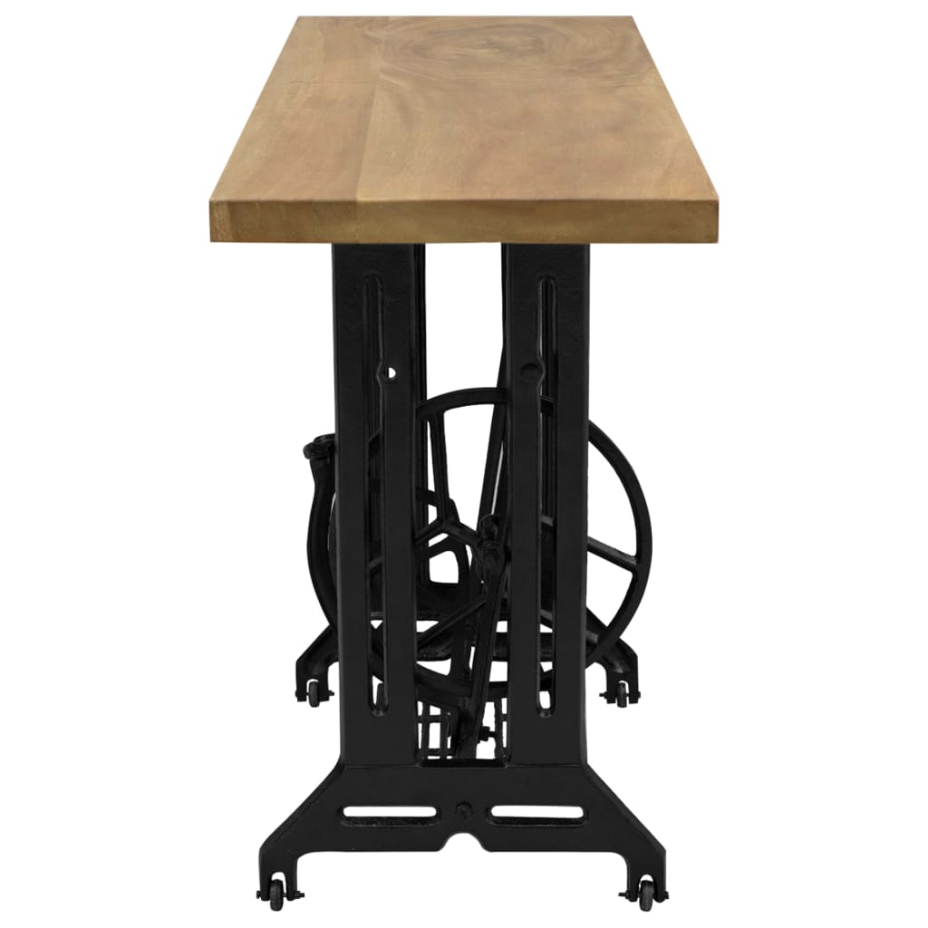 Industrial Rustic Wooden Solid Teak Wood Sewing Machine Console Table 110x40x75 cm