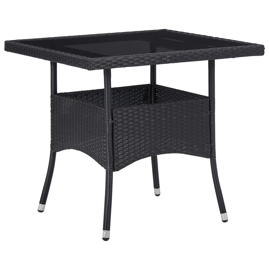 Outdoor Patio Square Poly Rattan Garden Dining Table With Glass Top Outside Tables