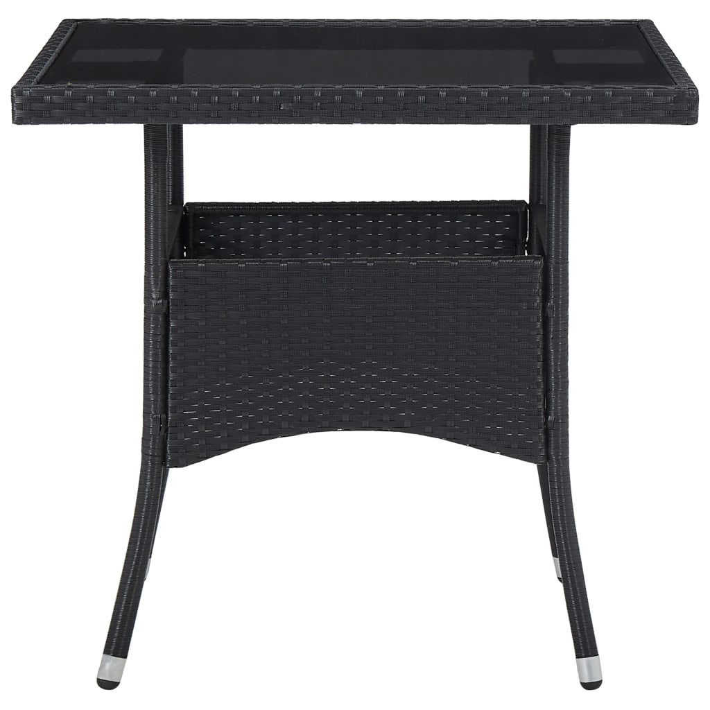 Outdoor Patio Square Poly Rattan Garden Dining Table With Glass Top Outside Tables