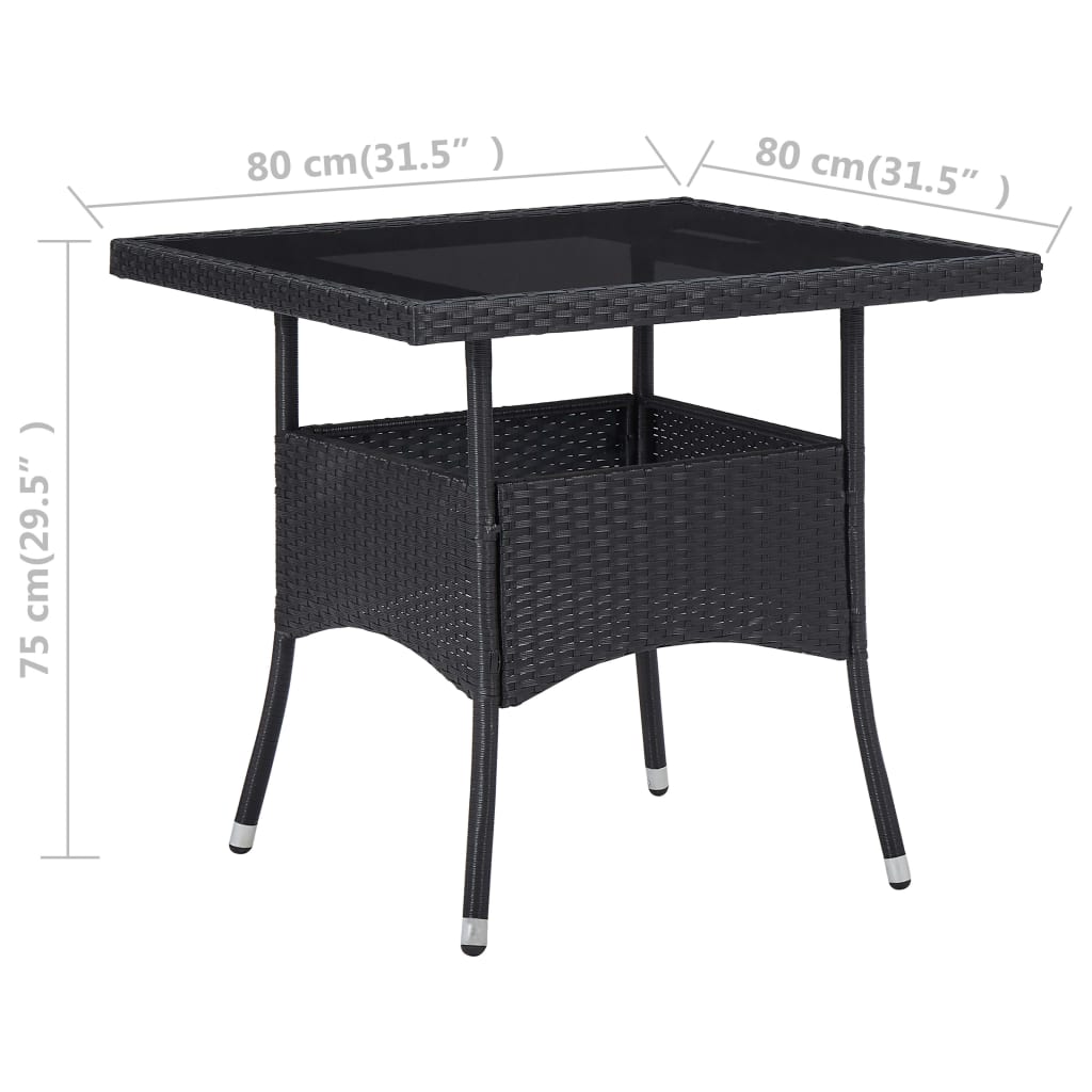 Outdoor Patio Square Poly Rattan Garden Dining Table With Glass Top Outside Tables