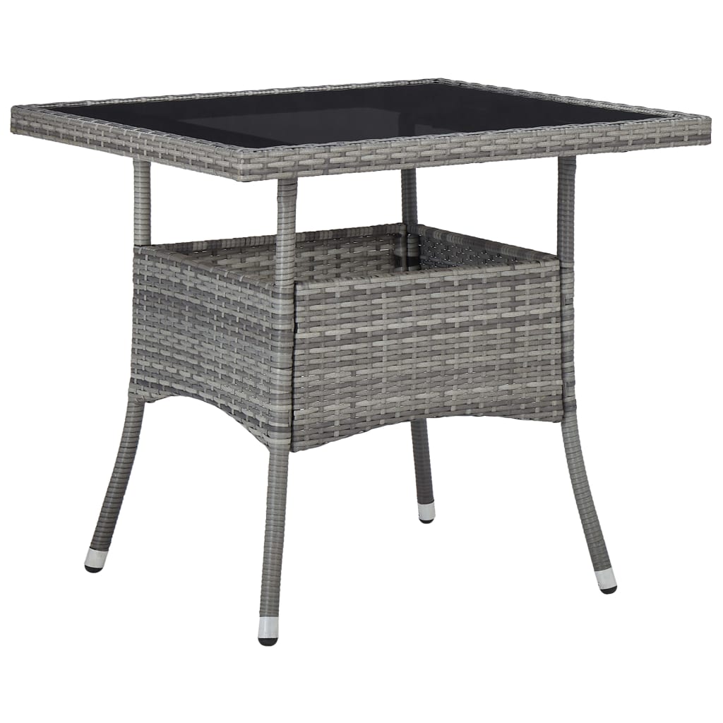 Outdoor Patio Square Poly Rattan Garden Dining Table With Glass Top Outside Tables