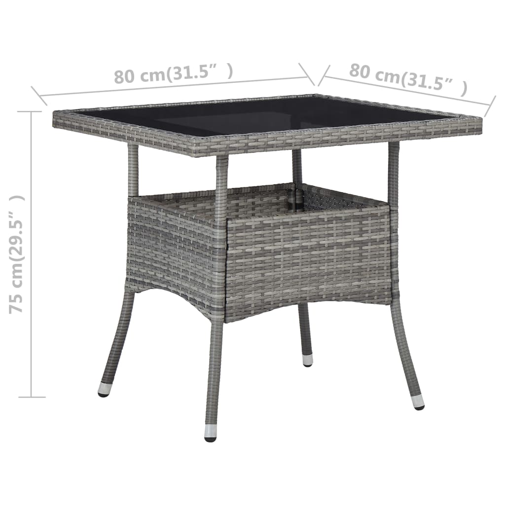 Outdoor Patio Square Poly Rattan Garden Dining Table With Glass Top Outside Tables