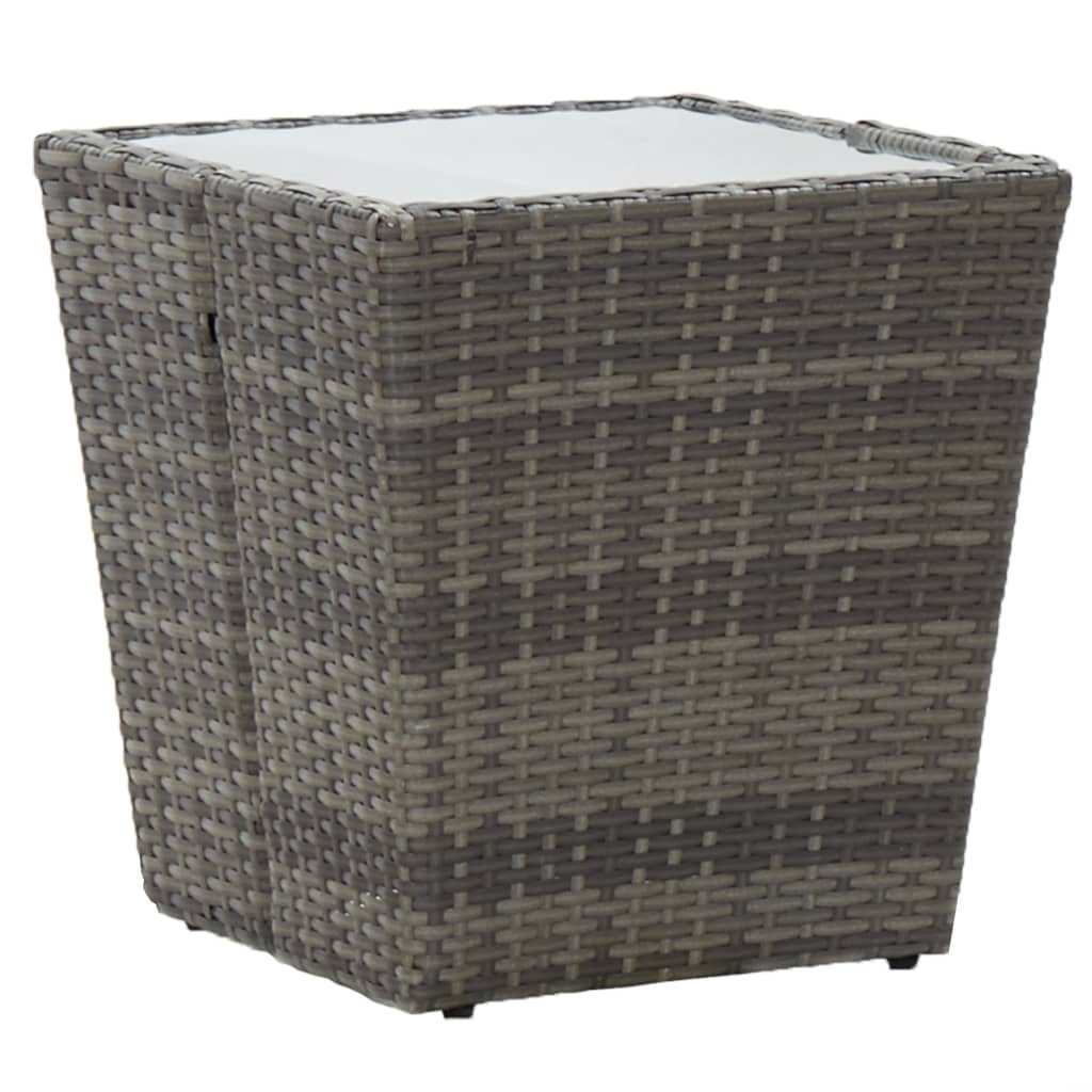 Outdoor Patio Poly Rattan Square Garden Coffee Tea Table With Glass Top Tables