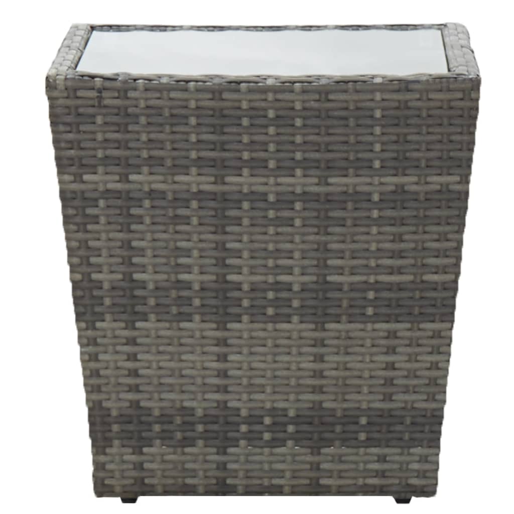Outdoor Patio Poly Rattan Square Garden Coffee Tea Table With Glass Top Tables