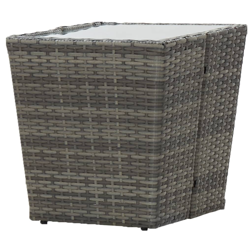 Outdoor Patio Poly Rattan Square Garden Coffee Tea Table With Glass Top Tables