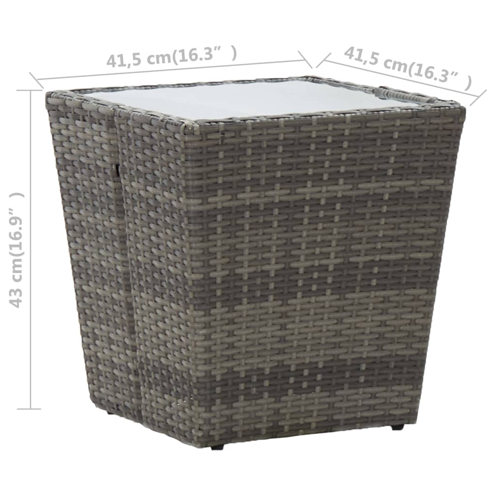 Outdoor Patio Poly Rattan Square Garden Coffee Tea Table With Glass Top Tables