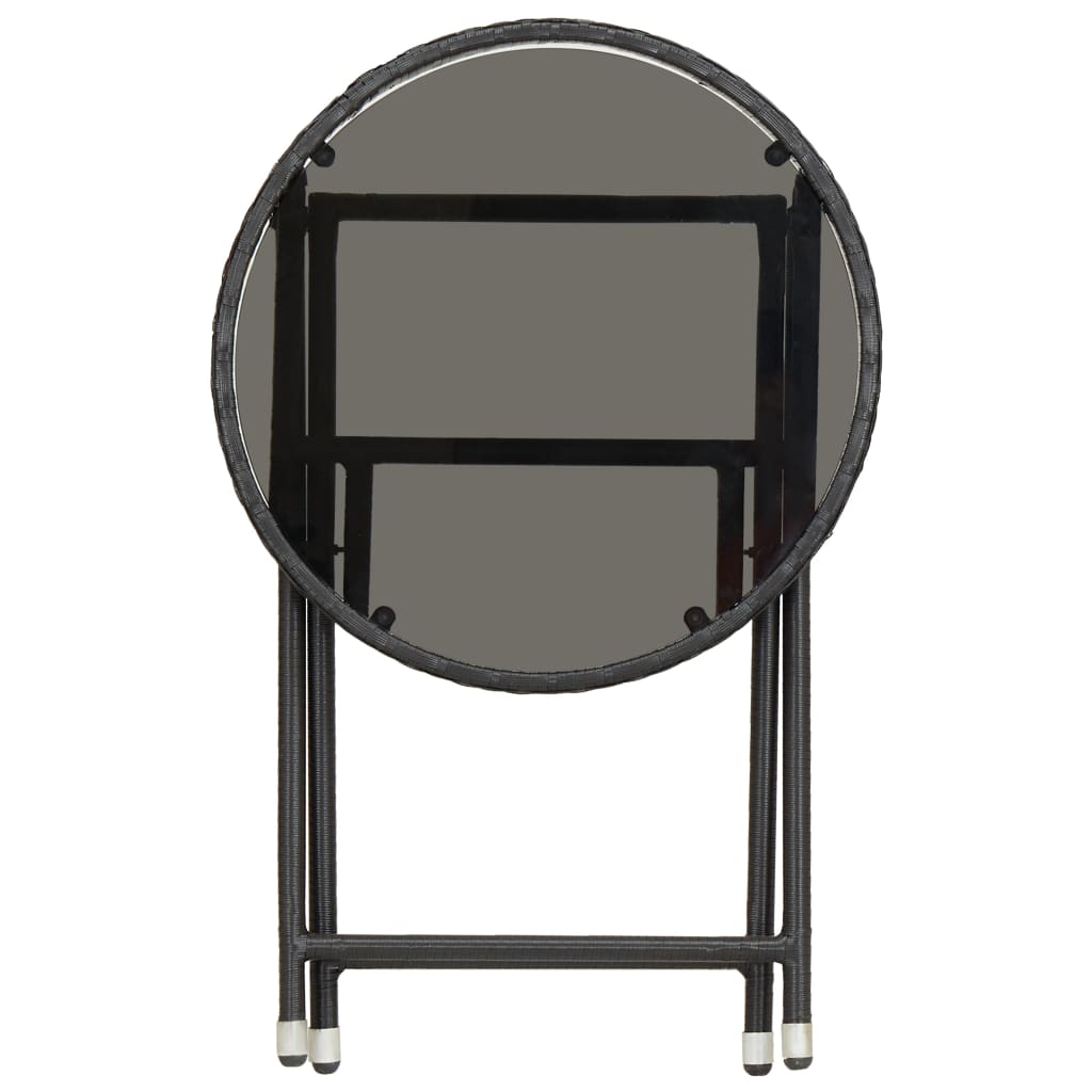 Outdoor Patio Poly Rattan Foldable Garden Tea Coffee Table Glass Top Balcony Tables