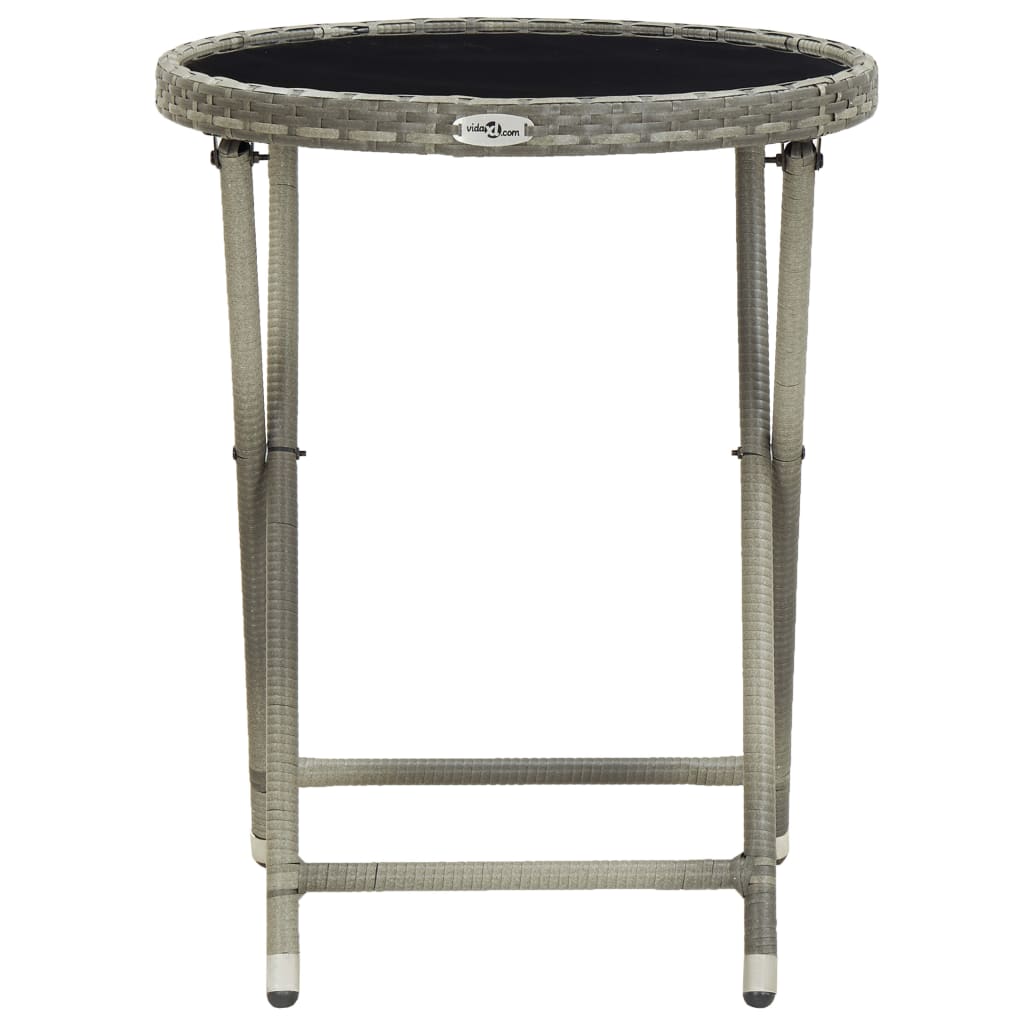 Outdoor Patio Poly Rattan Foldable Garden Tea Coffee Table Glass Top Balcony Tables