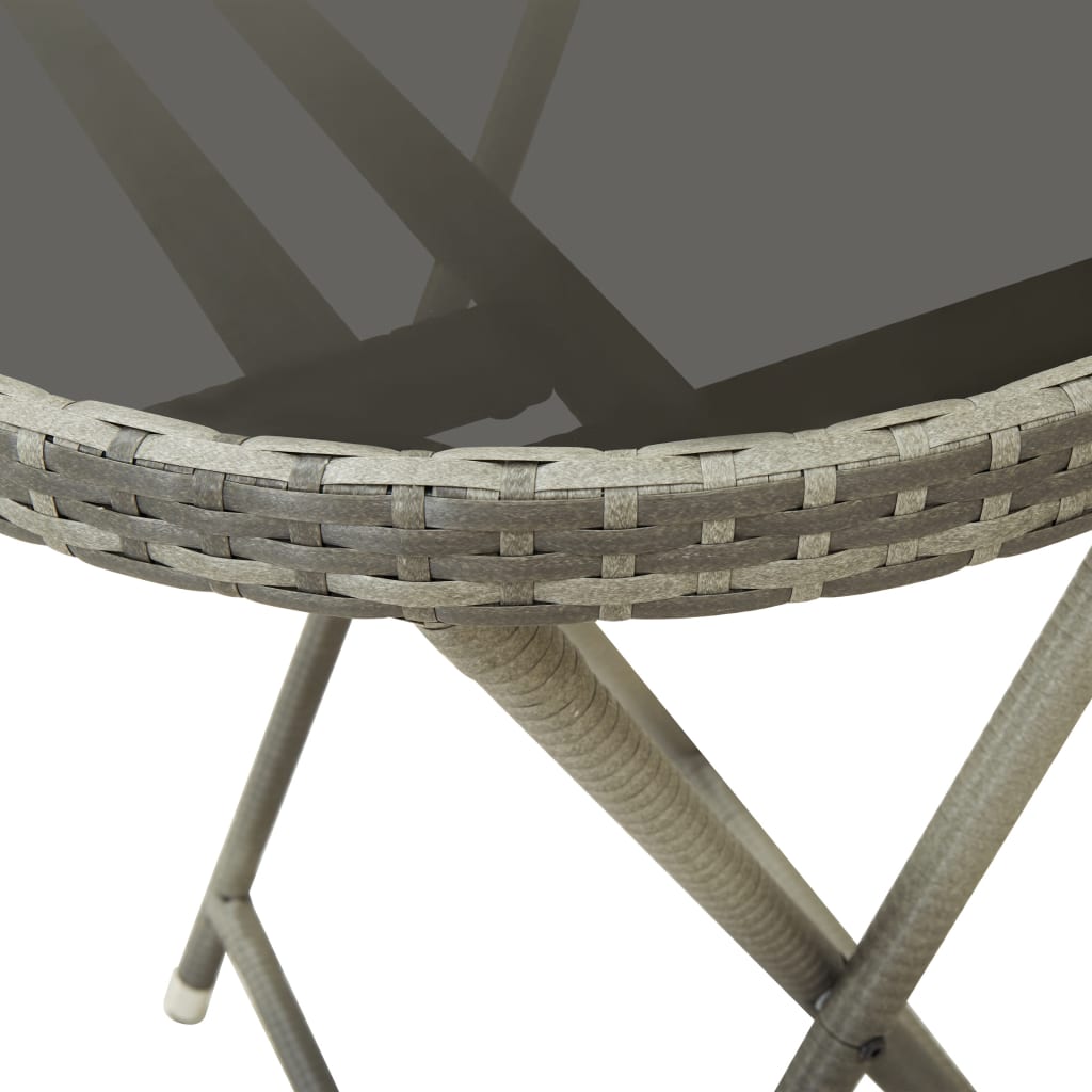 Outdoor Patio Poly Rattan Foldable Garden Tea Coffee Table Glass Top Balcony Tables