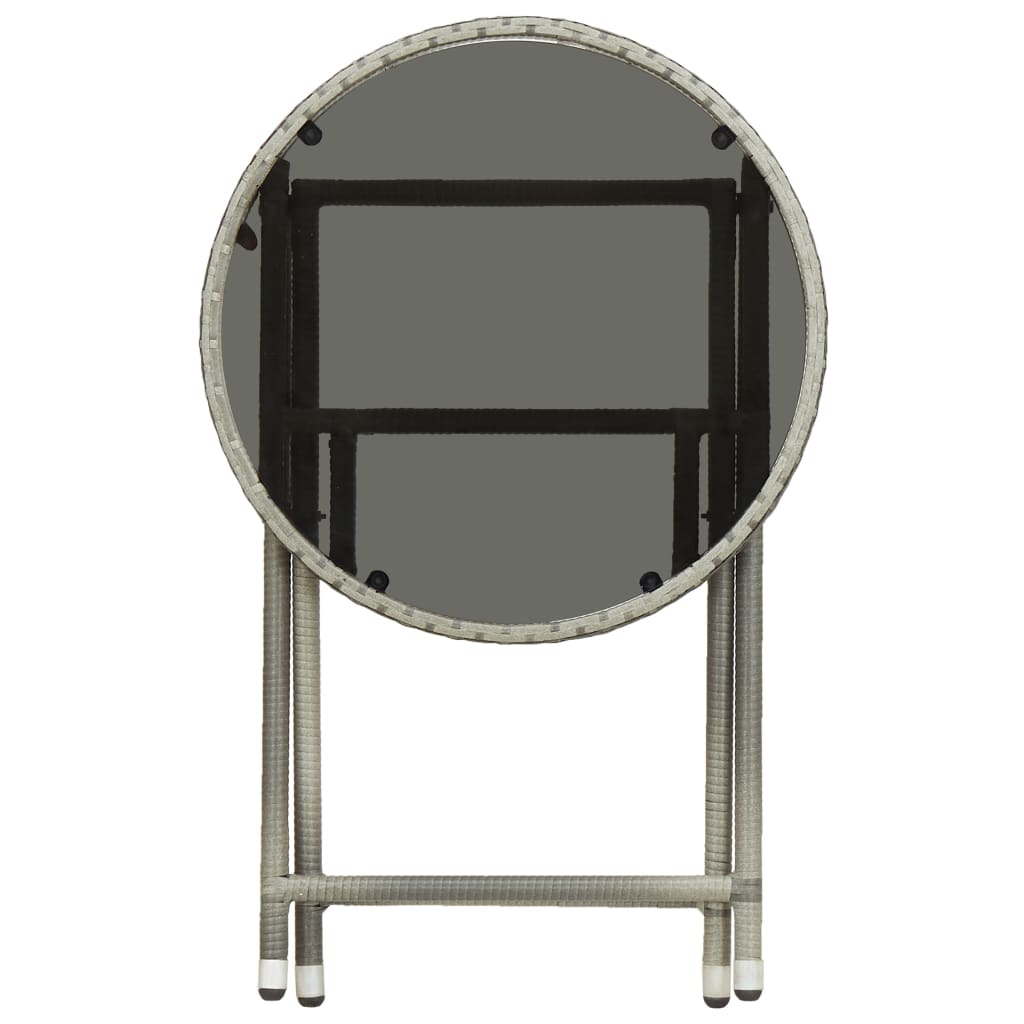 Outdoor Patio Poly Rattan Foldable Garden Tea Coffee Table Glass Top Balcony Tables