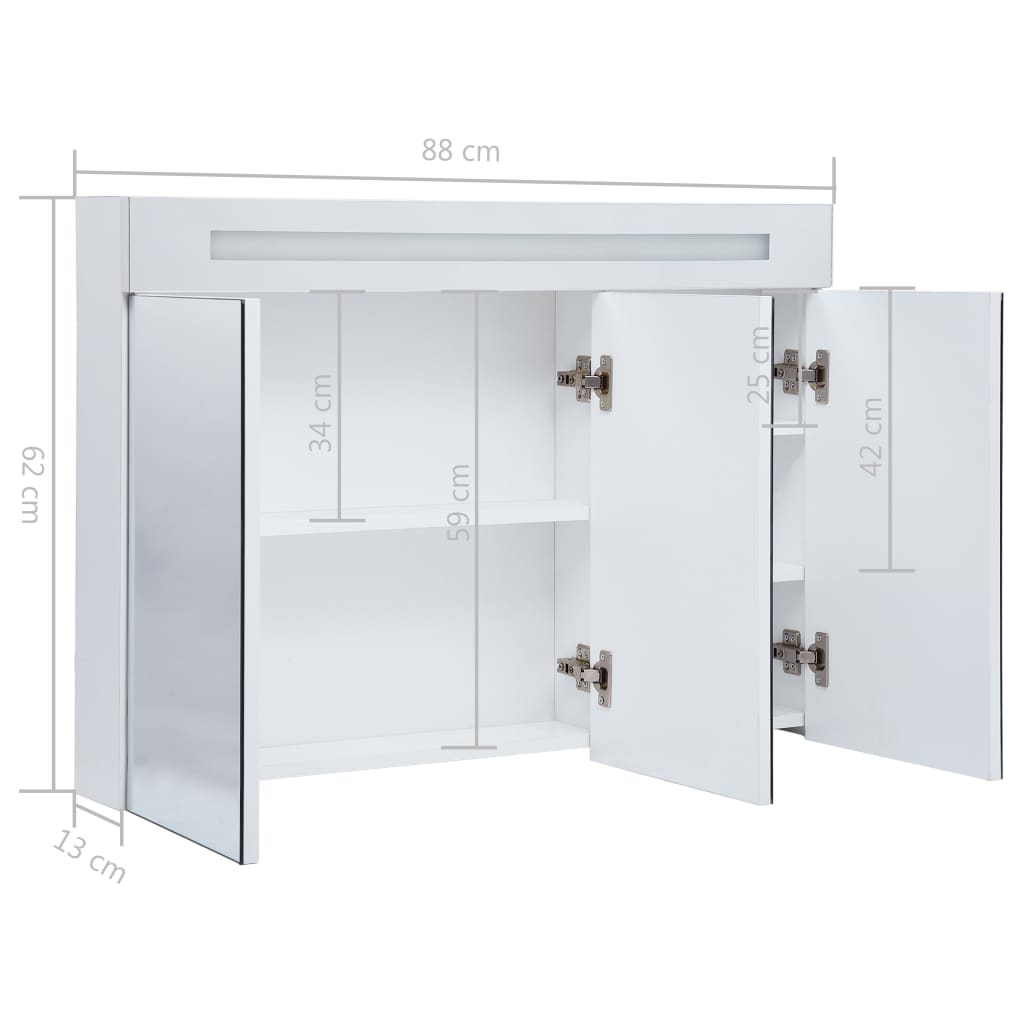LED Bathroom Mirror Cabinet 88x13x62 cm