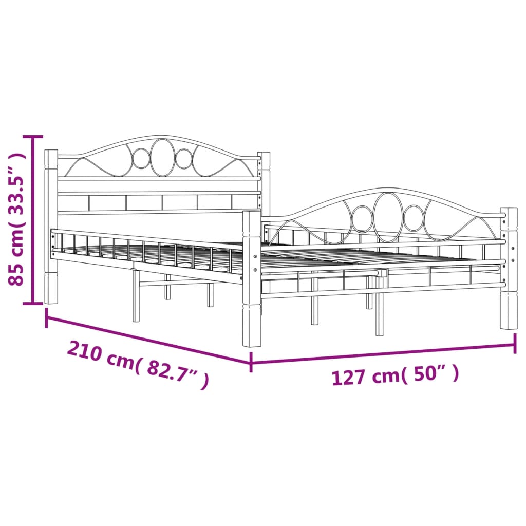 Bed Frame without Mattress Black Metal 120x200 cm