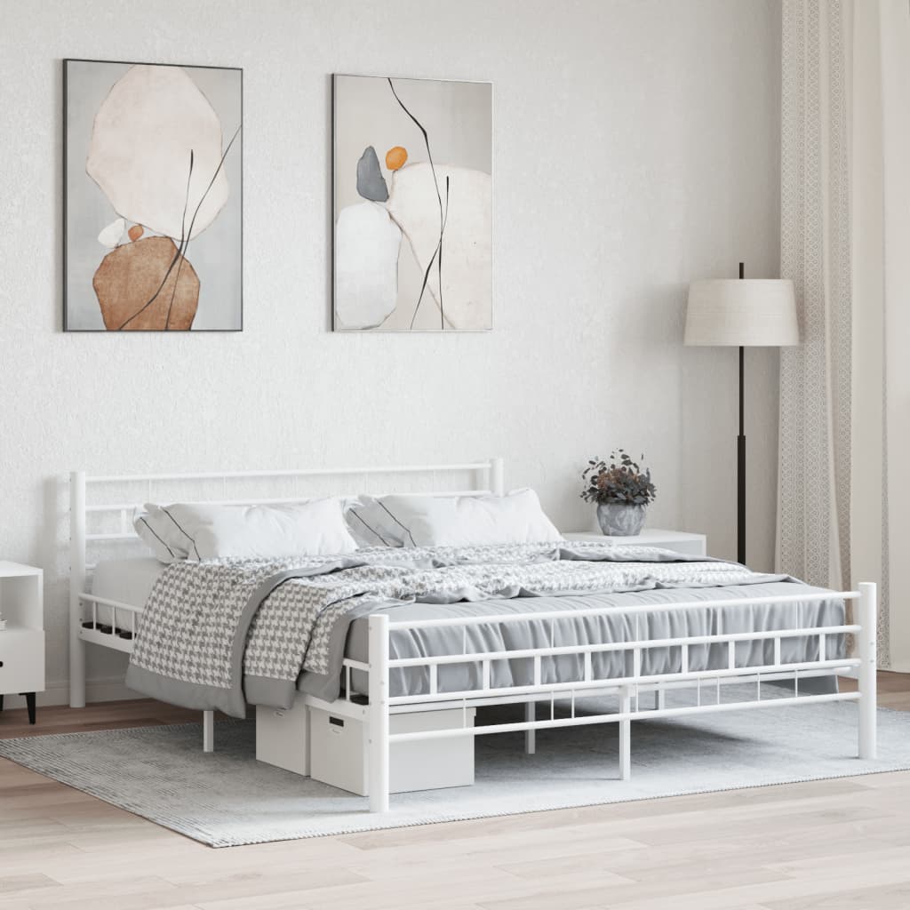 Bed Frame with Headboard White 160x200 cm Metal