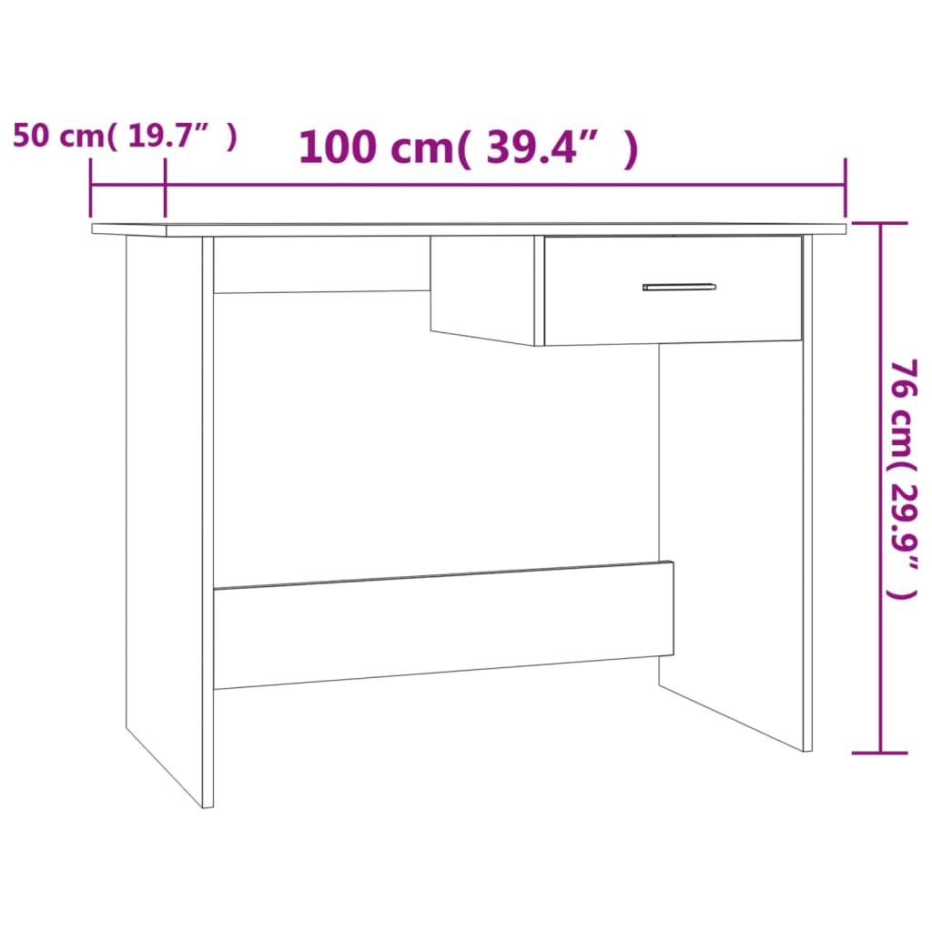 Desk Concrete Grey 100x50x76 cm Engineered Wood