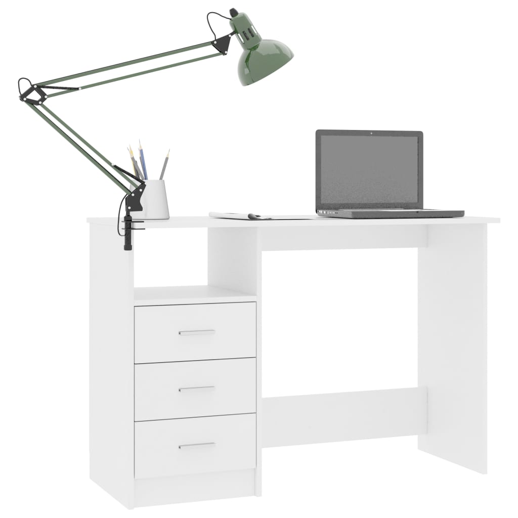 Desk with Drawers White 110x50x76 cm Engineered Wood