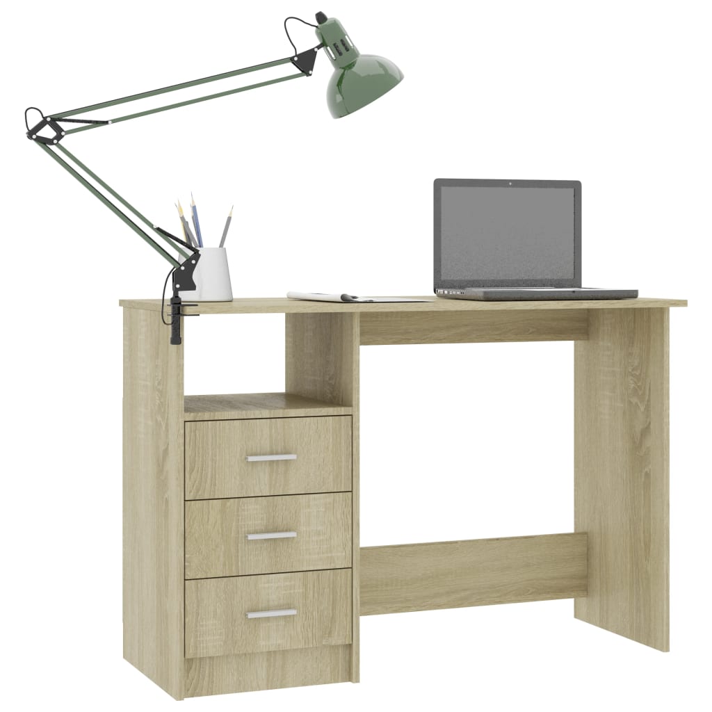 Desk with Drawers Sonoma Oak 110x50x76 cm Engineered Wood