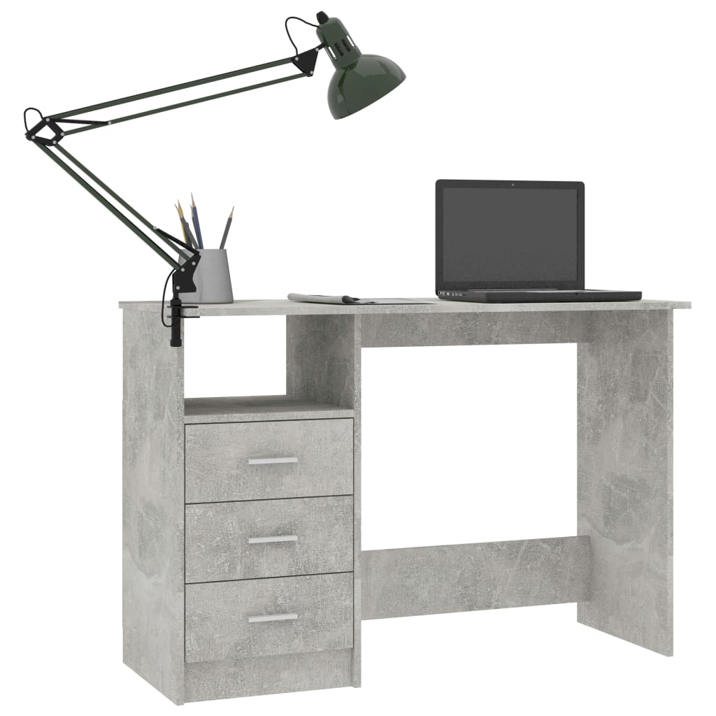Desk with Drawers Concrete Grey 110x50x76 cm Engineered Wood