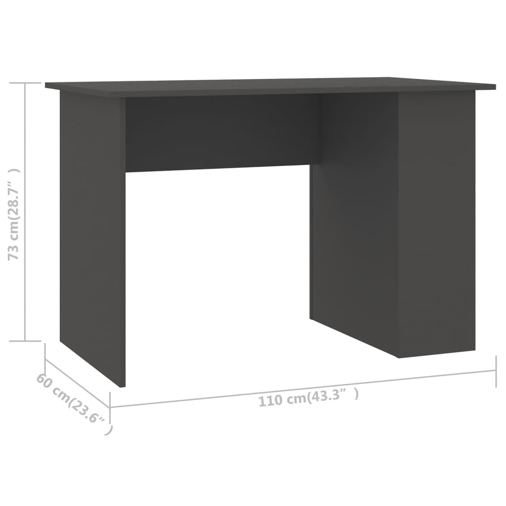 Desk Grey 110x60x73 cm Engineered Wood