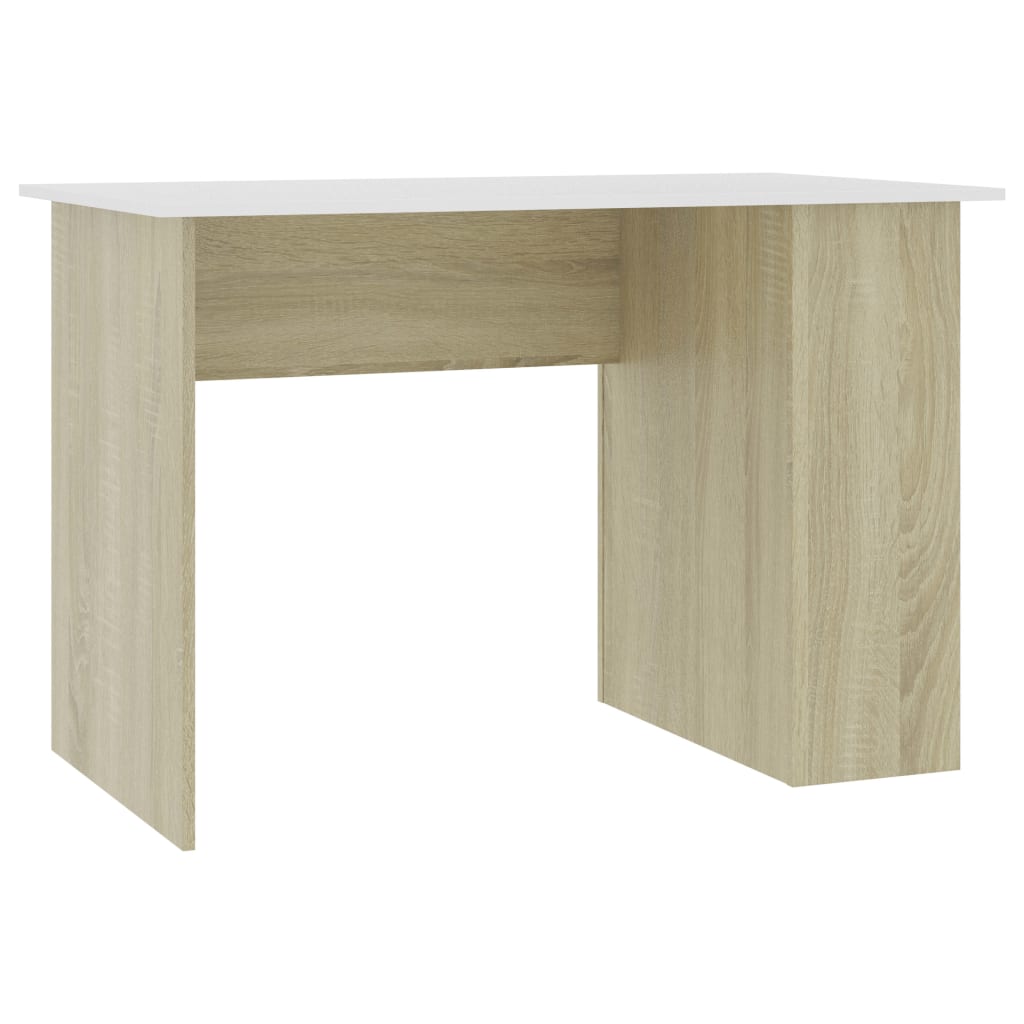 Desk White and Sonoma Oak 110x60x73 cm Engineered Wood