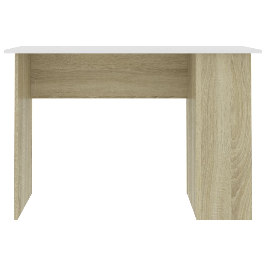 Desk White and Sonoma Oak 110x60x73 cm Engineered Wood