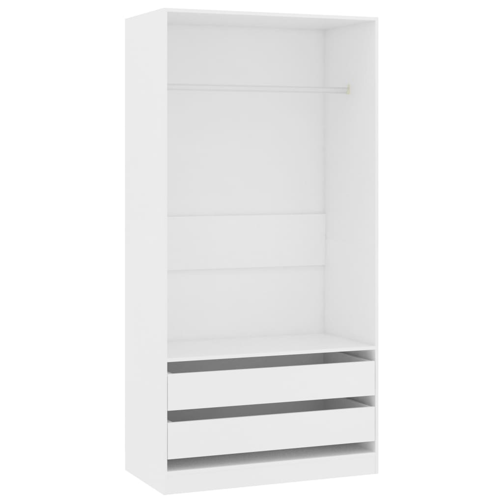 Modern Wooden Open Bedroom Wardrobe With Hanging Clothes Rail & Storage Drawers