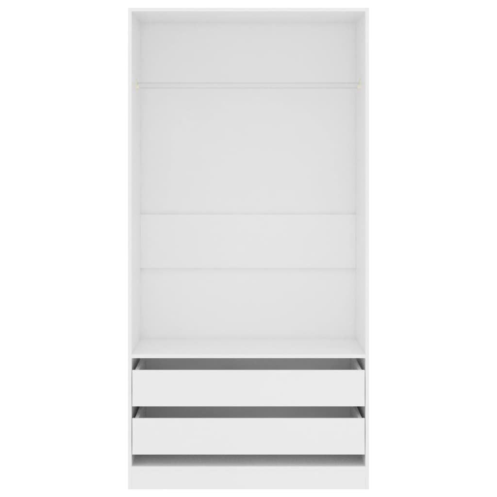 Modern Wooden Open Bedroom Wardrobe With Hanging Clothes Rail & Storage Drawers