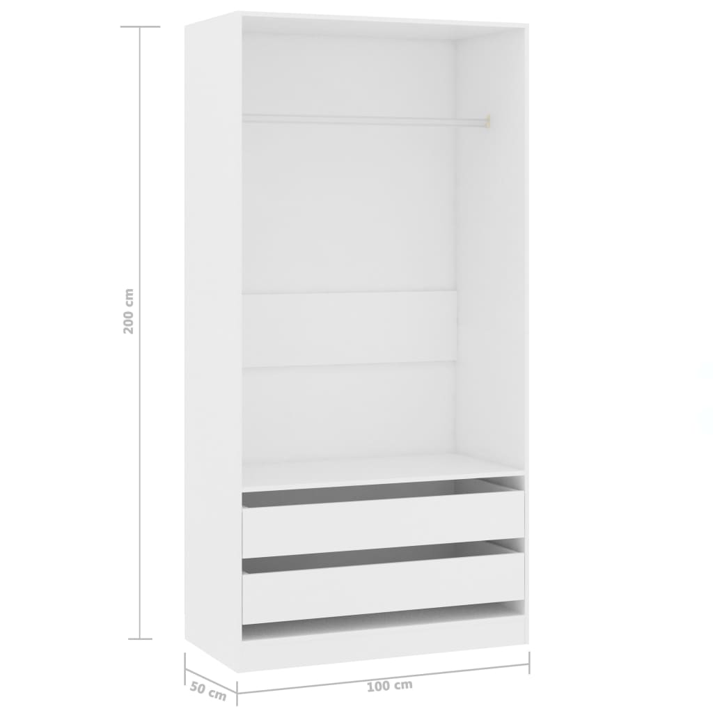 Modern Wooden Open Bedroom Wardrobe With Hanging Clothes Rail & Storage Drawers