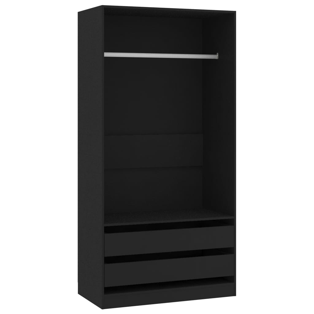 Modern Wooden Open Bedroom Wardrobe With Hanging Clothes Rail & Storage Drawers