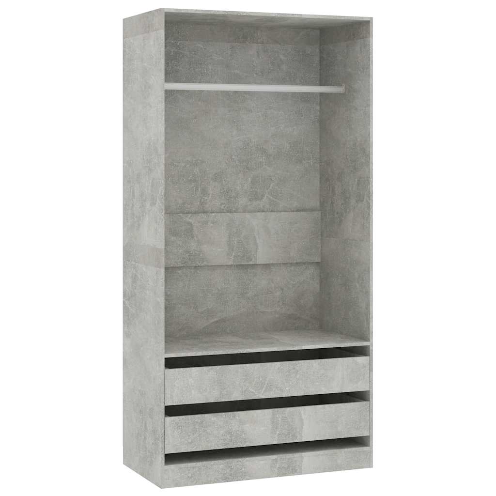 Modern Wooden Open Bedroom Wardrobe With Hanging Clothes Rail & Storage Drawers