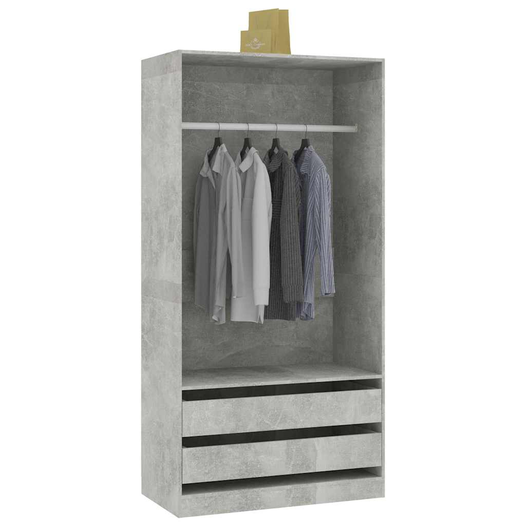Modern Wooden Open Bedroom Wardrobe With Hanging Clothes Rail & Storage Drawers