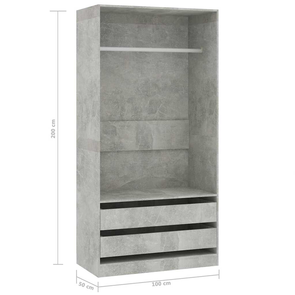 Modern Wooden Open Bedroom Wardrobe With Hanging Clothes Rail & Storage Drawers