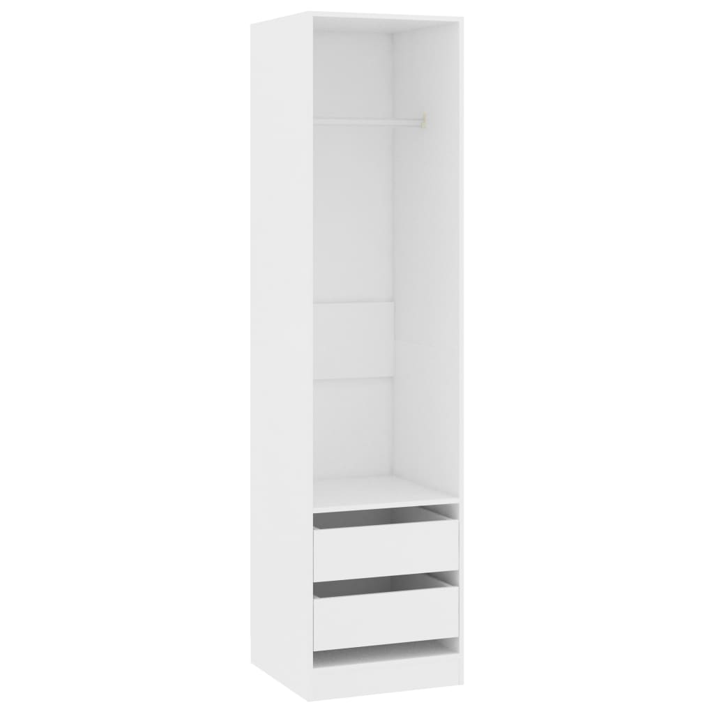 Modern Wooden 50cm Open Tall Bedroom Wardrobe With 2 Drawers Hanging Rail