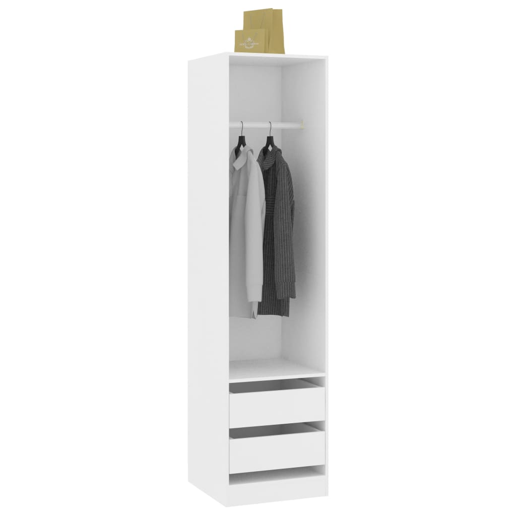 Modern Wooden 50cm Open Tall Bedroom Wardrobe With 2 Drawers Hanging Rail