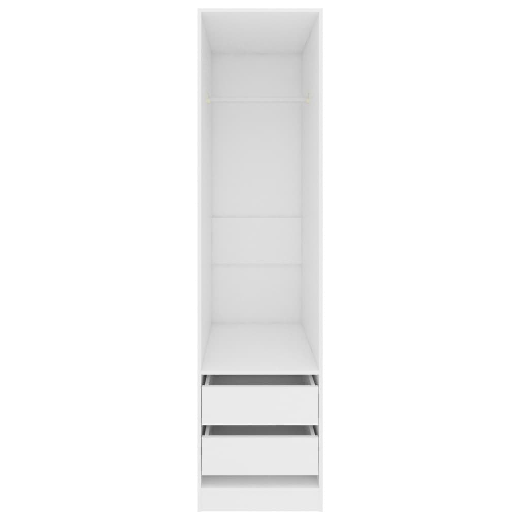 Modern Wooden 50cm Open Tall Bedroom Wardrobe With 2 Drawers Hanging Rail