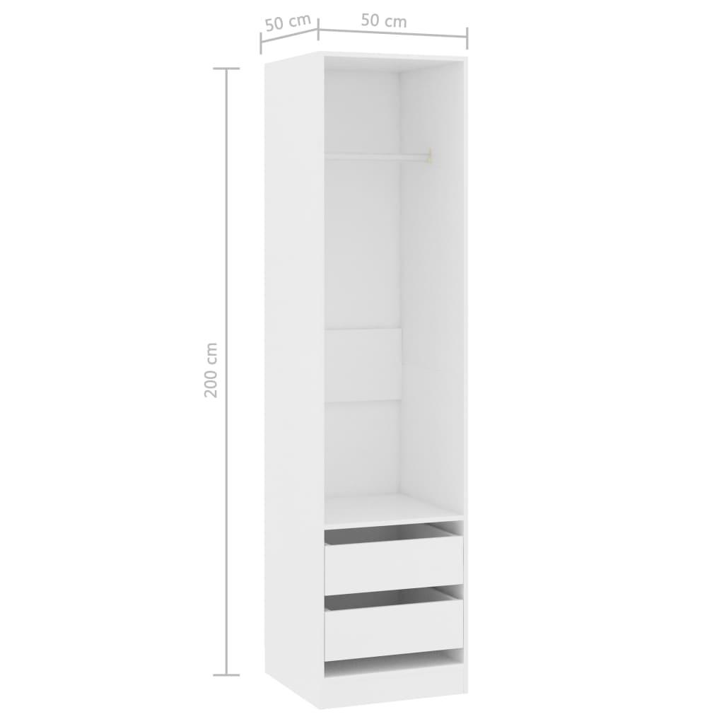 Modern Wooden 50cm Open Tall Bedroom Wardrobe With 2 Drawers Hanging Rail